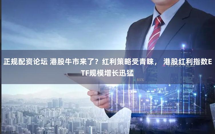 正规配资论坛 港股牛市来了?红利策略受青睐, 港股红利指数ETF规模增长迅猛