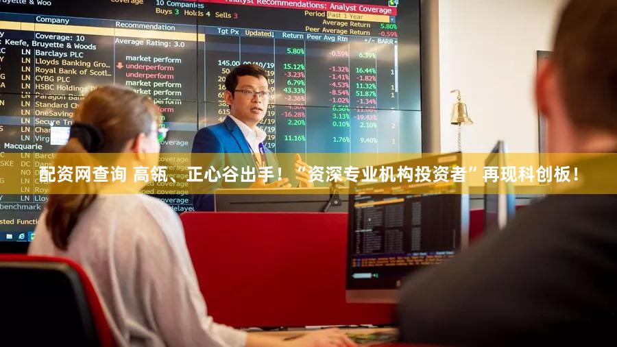 配资网查询 高瓴、正心谷出手!“资深专业机构投资者”再现科创板!