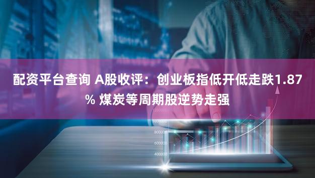 配资平台查询 A股收评：创业板指低开低走跌1.87% 煤炭等周期股逆势走强