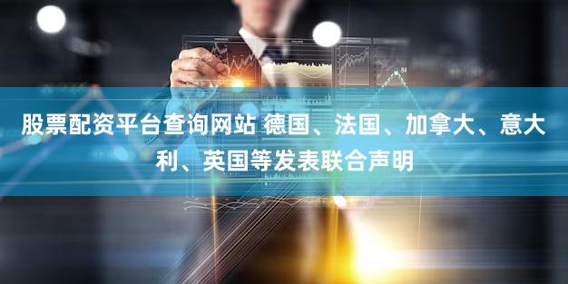 股票配资平台查询网站 德国、法国、加拿大、意大利、英国等发表联合声明